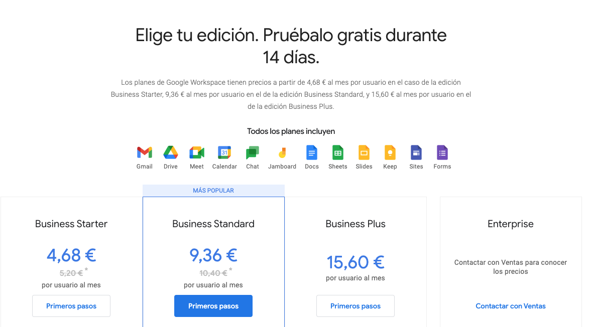 Google Suite Workspace Pricing